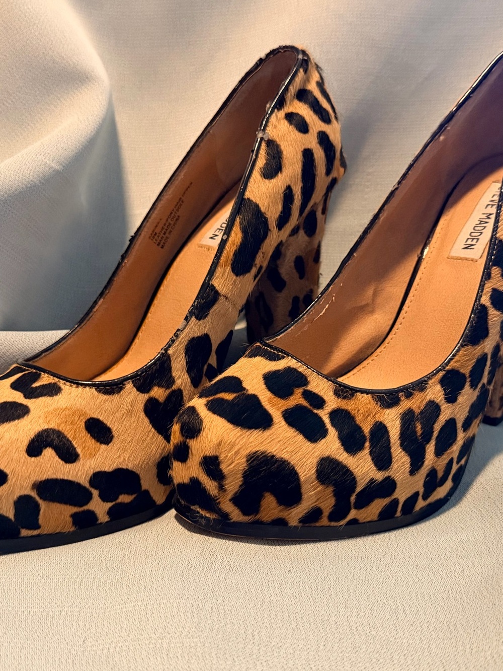 Steve Madden Leopard-Print Block Heel Pumps - Tan & Black